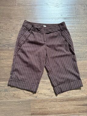 Guess Pinstriped Brown Women's Bermuda Shorts